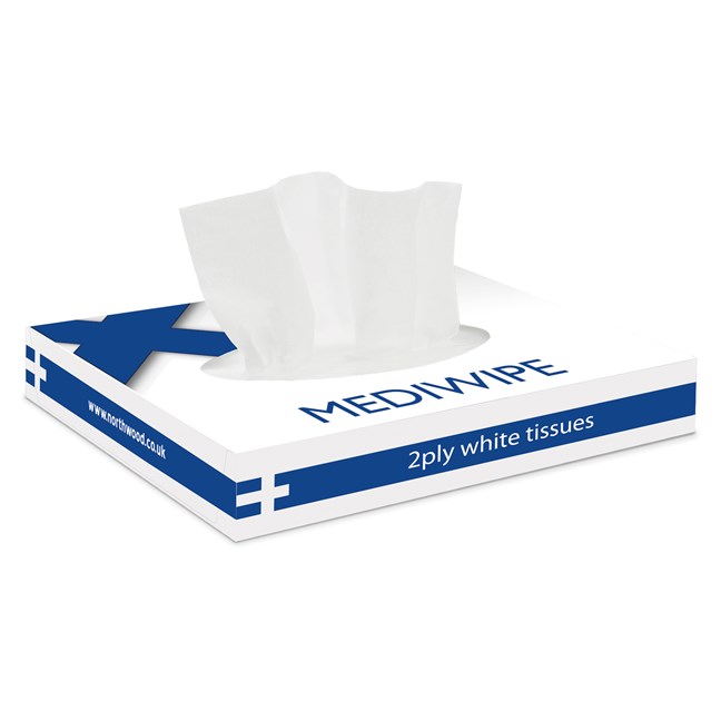 Flat Pack Tissue (Medical Wipes) 2 ply, White