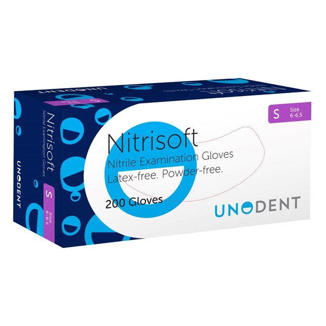 UnoDent Nitrisoft Powder Free Nitrile Examination Gloves Small